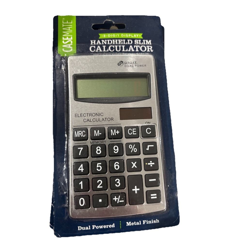 Casemate 8-Digit Display Handheld Slim Calculator Dual Powered Factory Sealed